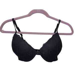 Bra Gilly Hicks 32DD Black Super Push Up Plunge Lace Padded Hollister New